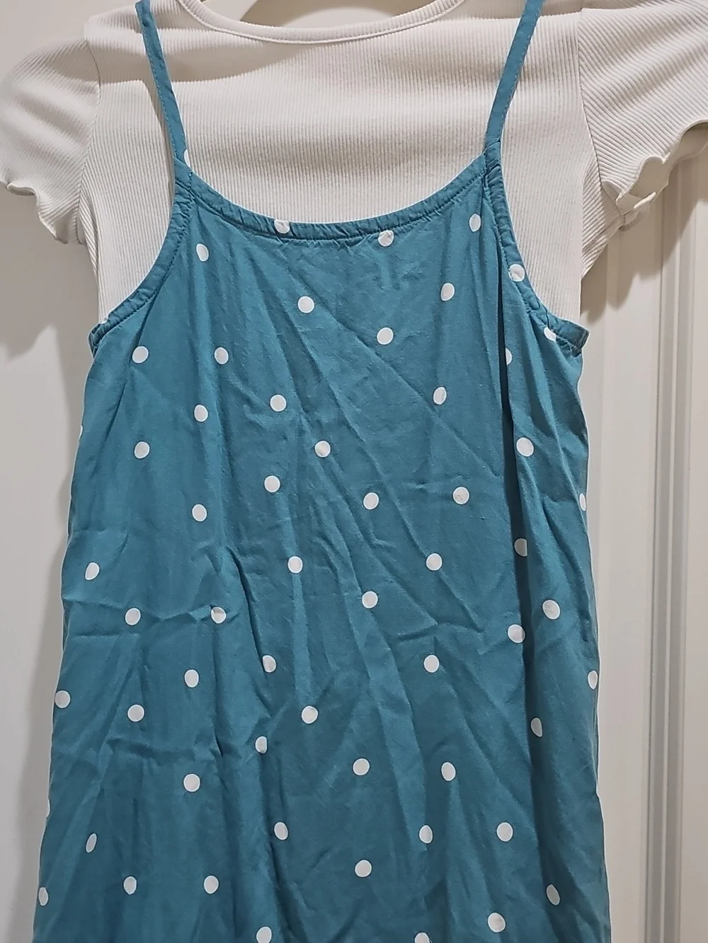 Cat & Jack Teal Polka Dot 2pc Slip Dress